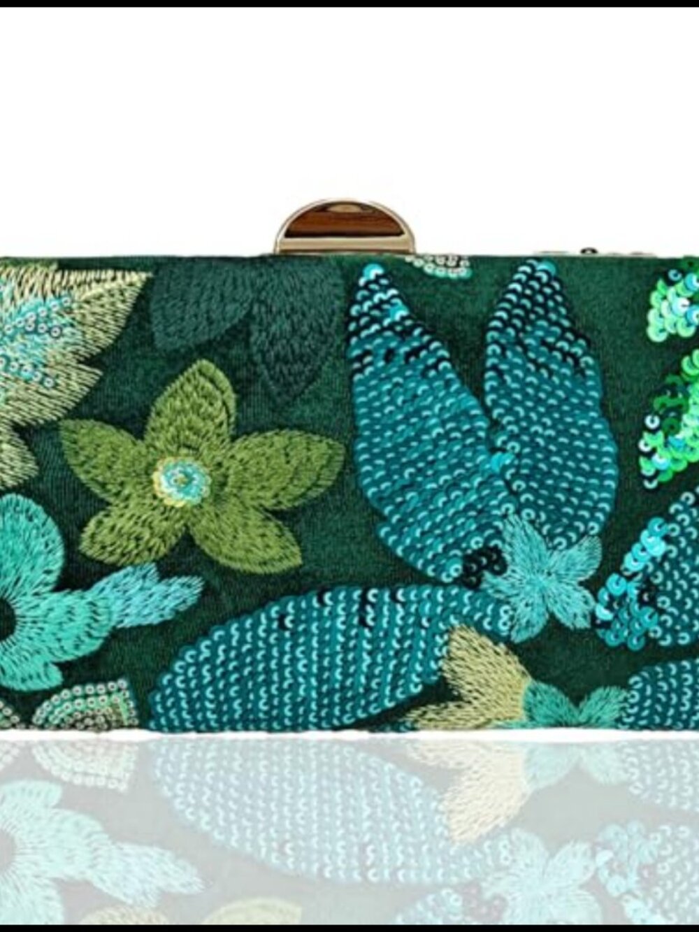 Beaded Sequin Flower Clutch Purse Floral Embroidery Evening Bag Formal Wedding